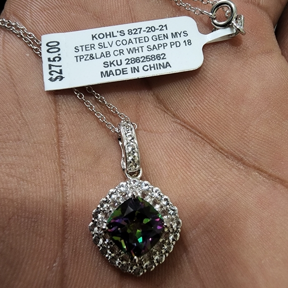 Topaz and white sapphires on SS - Picture 2 of 4